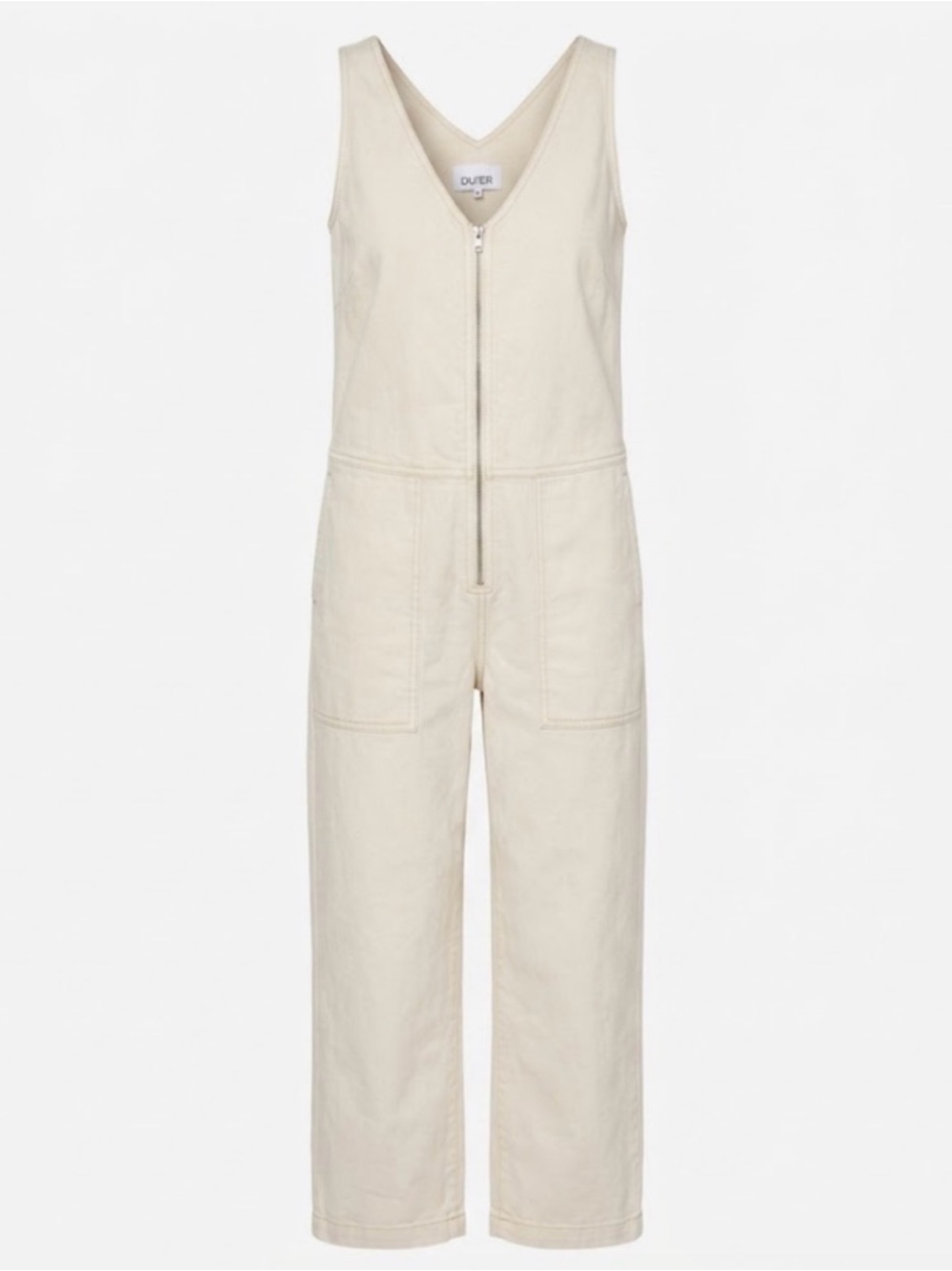 DU/ER Sleeveless Cream Zip-Front Jumpsuit